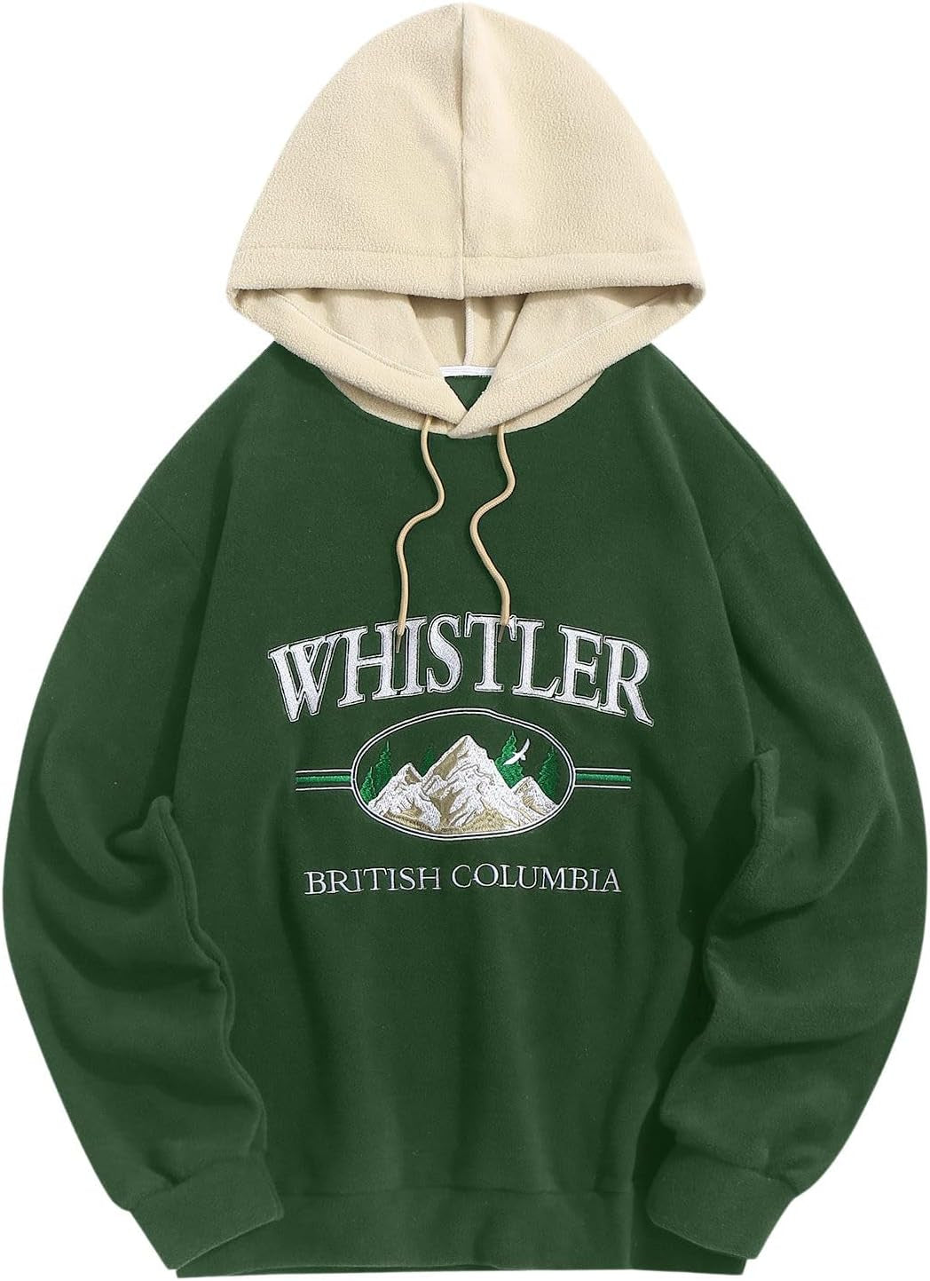 Men'S Hooded Sweatshirt, Letter Mountain Graphic Embroidery Plush Fleece Casual Drawstring Pullover Hoodie