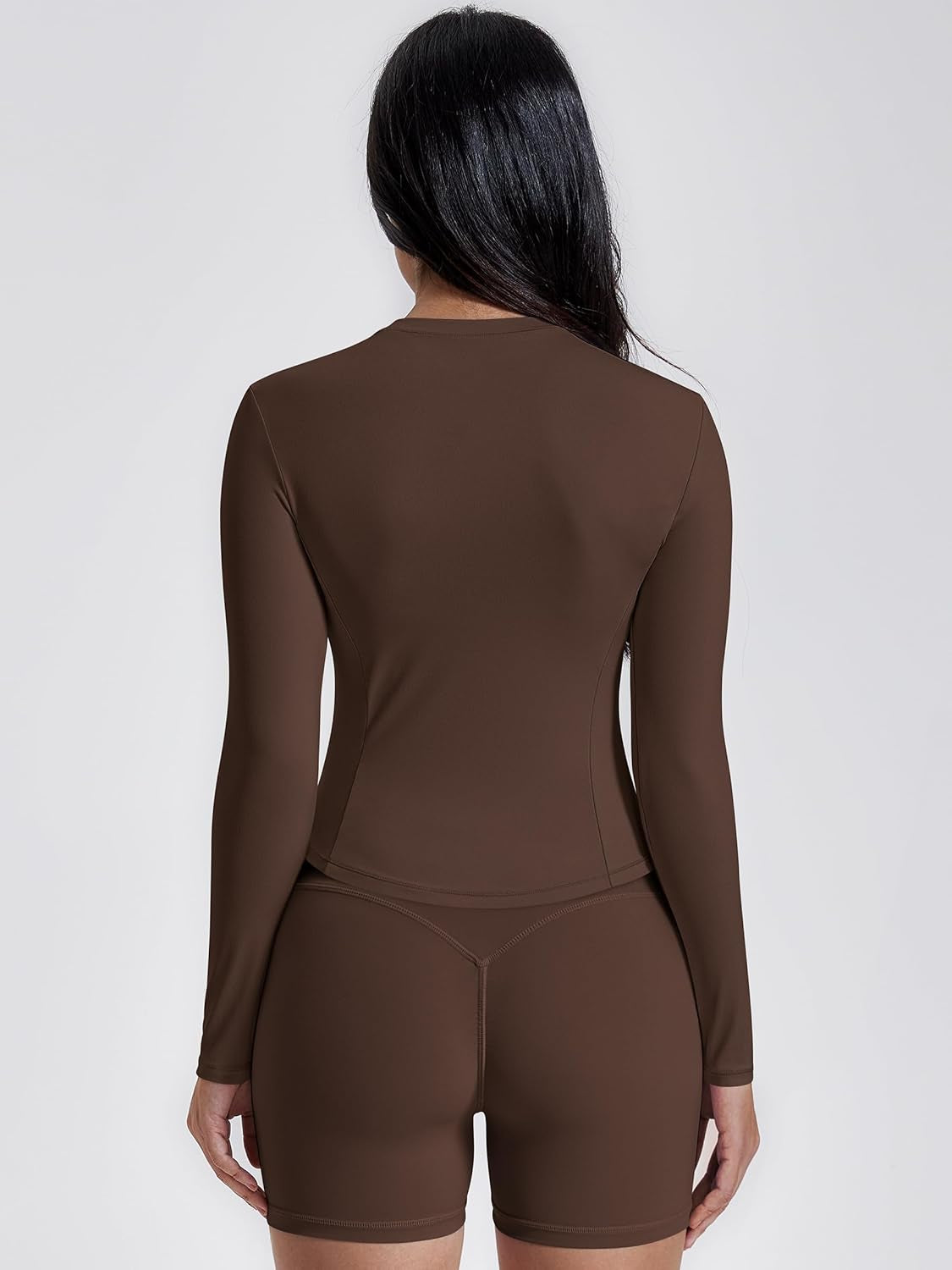 Long Sleeve Workout Shirts for Women, Cropped Athletic Tops Slim Fit Crew Neck Yoga Top Running Gym T Shirts